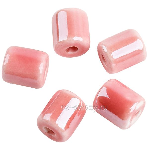 Бусина керамическая бочонок 7х4,5 мм пепельно-розовая
