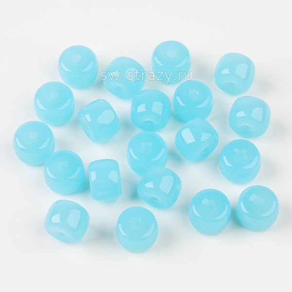Бусины стеклянные 8,5х6 мм светло-голубой полупрозрачный*