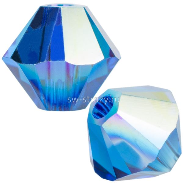 Бусины 5328 4 mm Capri Blue AB