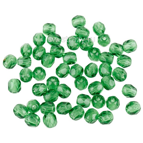 Бусины граненые Firepolished 3 мм зеленый прозрачный (50570) 133