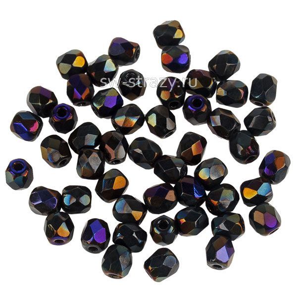 Бусины граненые Firepolished 3 мм черный ирис (23980-22203) 127