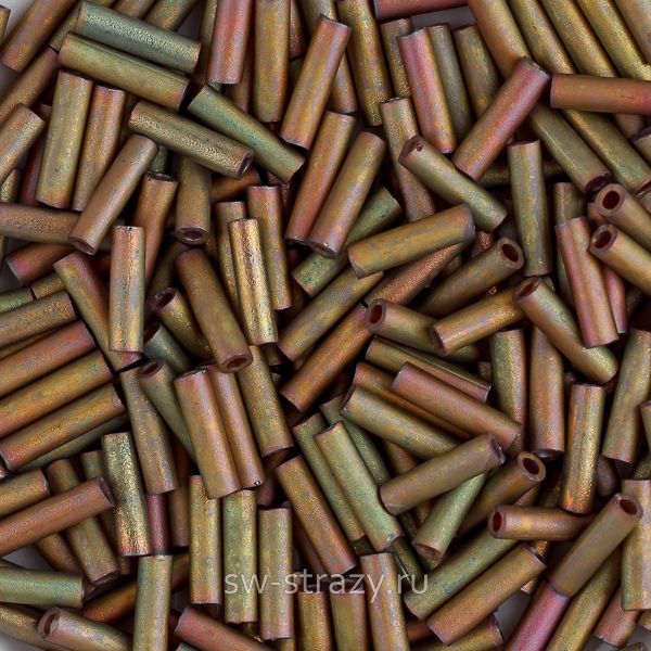 Стеклярус 6x1,7 mm 2035 Matte Metallic Khaki Iris