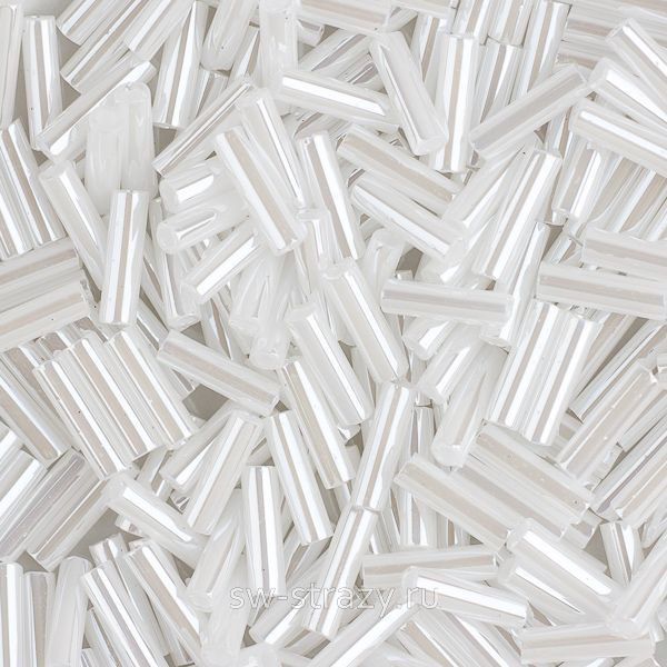 Стеклярус 6x1,7 mm 528 White Ceylon