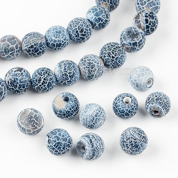 Бусина из агата 6 мм серо-синяя