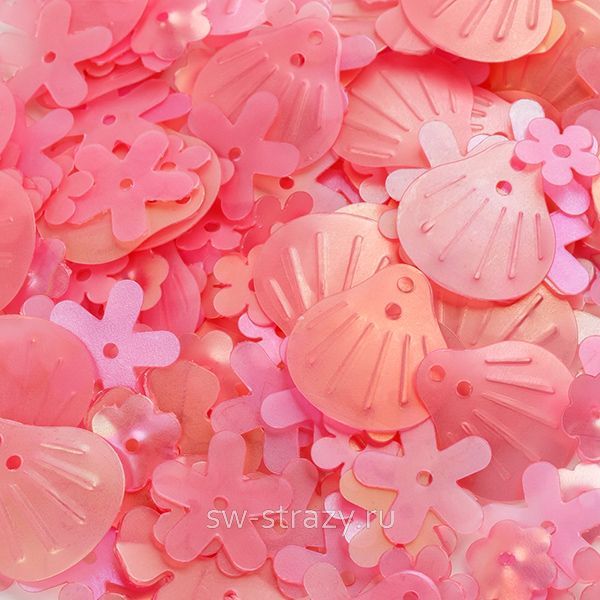 Микс пайеток разных форм розовые (3 гр)
