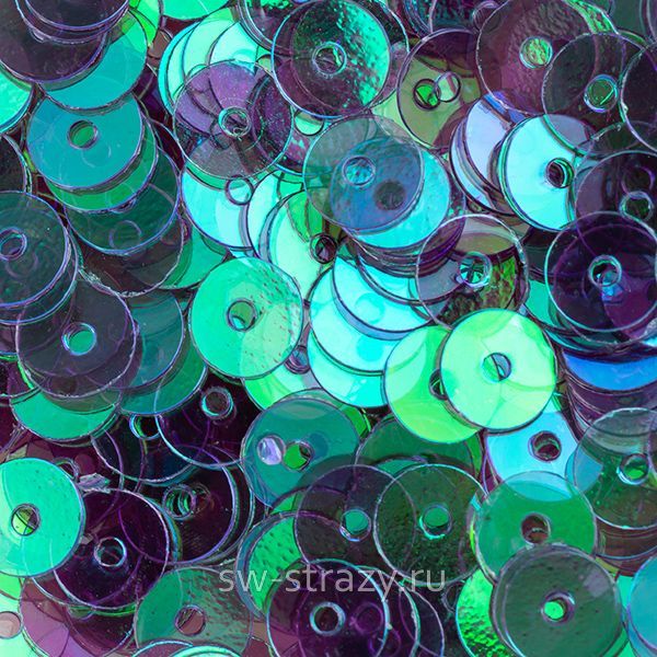 Пайетки плоские 5 мм прозрачные фиолетовые с АВ (3гр)