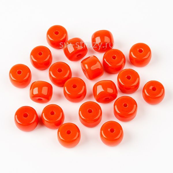 Бусины стеклянные 6,5х4 мм кораллово-красный*