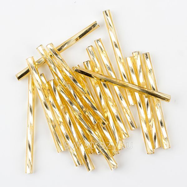 Стеклярус витой 30 мм золотой внутреннее серебрение (17020TW)