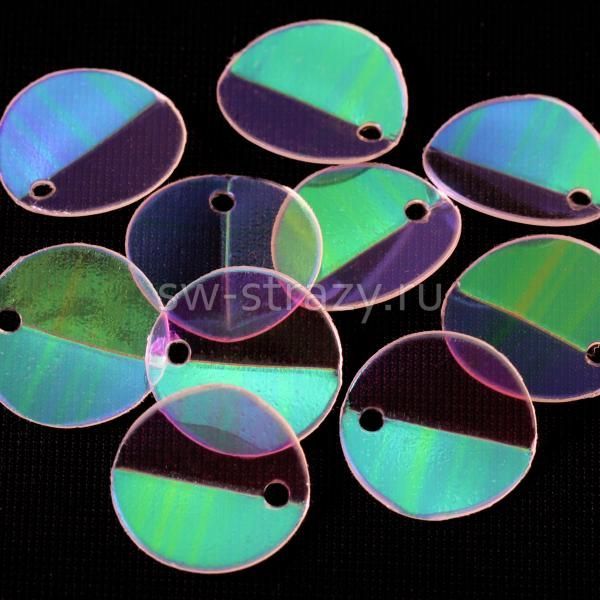 Пайетки круглые со cгибом 10 мм прозрачные с АВ (10 шт)