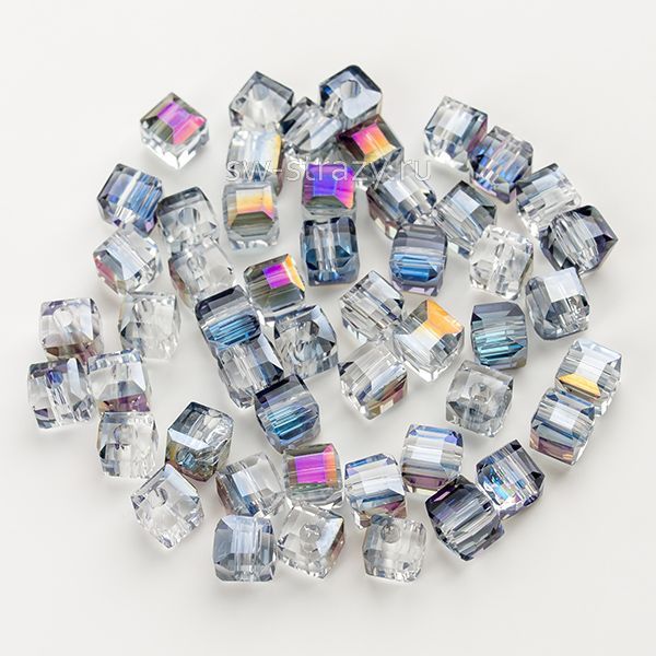 Бусины-кубики 6 мм хамелеон