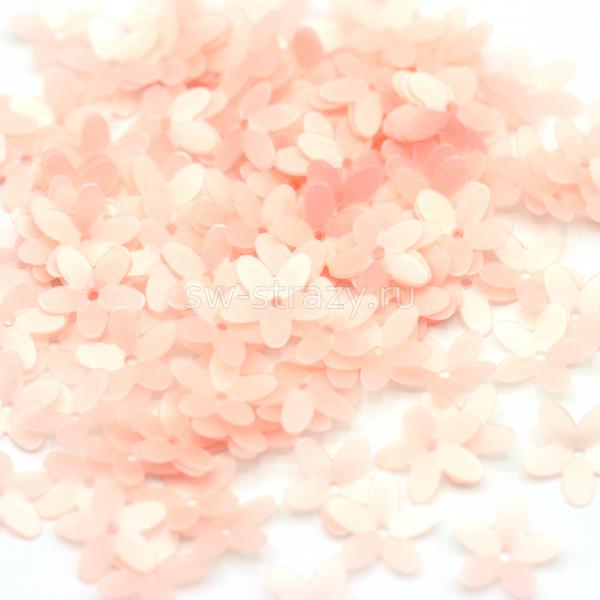 Пайетки-цветочки чаши 10 мм матовые персиковые (3 гр)