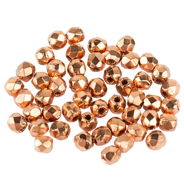 Бусины граненые Firepolished 2 мм Медь (00030/39000)