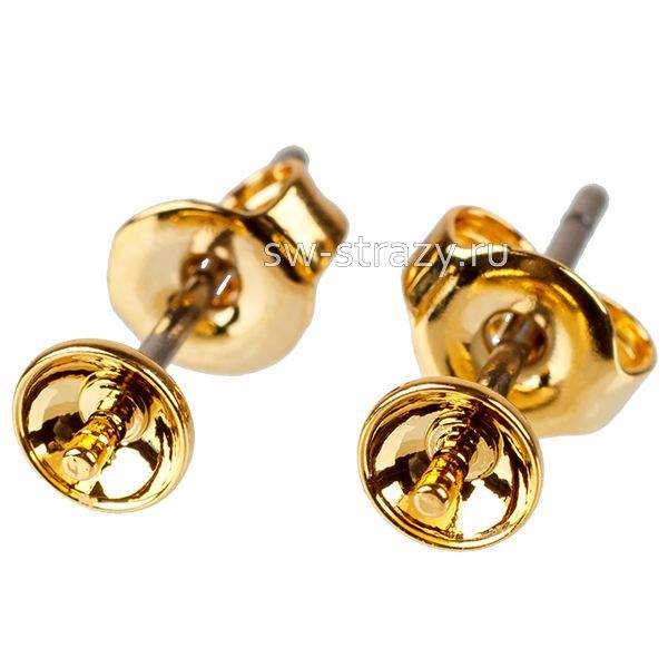 Швензы-пуссеты для вклеивания 4 мм позолота(К-В025)