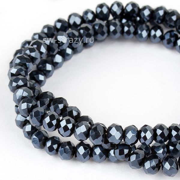Бусины граненые Rondelle 3 мм черн.гематит (108), 1 нить