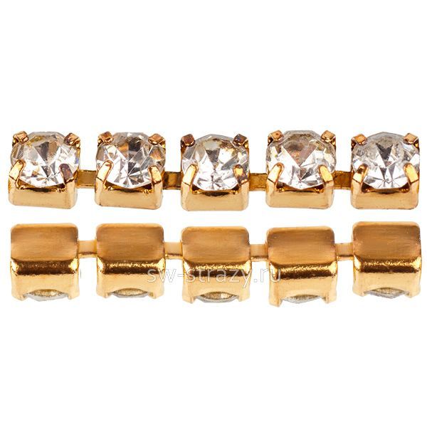 Стразовая цепь 2 мм  Crystal\gold