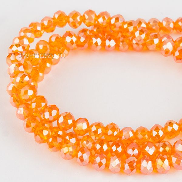 Бусины граненые Rondelle 4 мм оранжевый АВ (№85), 1 нить