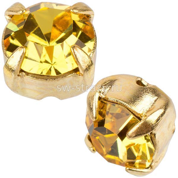 Шатоны в оправе ss 16 Light Topaz/Gold