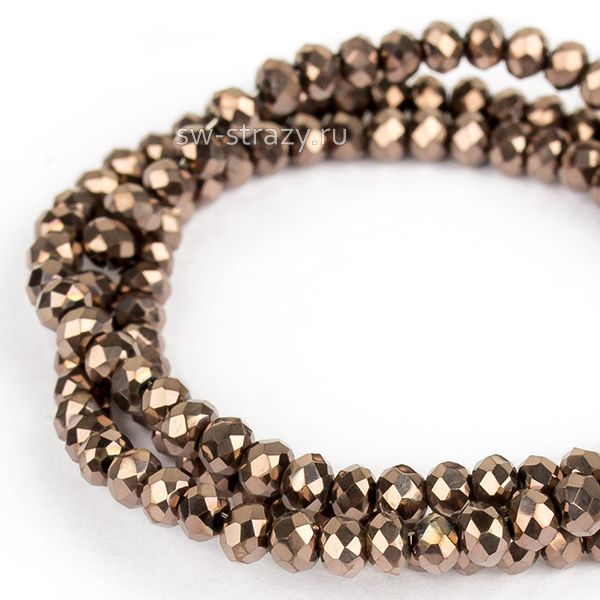 Бусины граненые Rondelle 2 мм кофейные (98), 1 нить