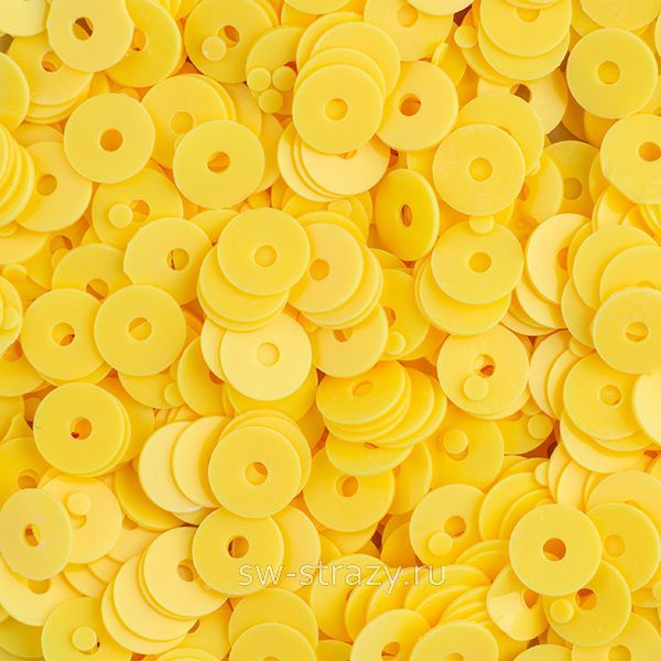 Пайетки плоские 4 мм ярко-желтые (3гр)
