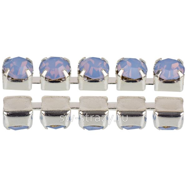 Стразовая цепь 2 мм  Blue opal\silver