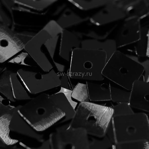 Пайетки-квадраты 5 мм черный (3 гр)