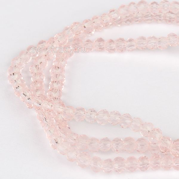 Бусины граненые Rondelle 2 мм розовые (48), 1 нить