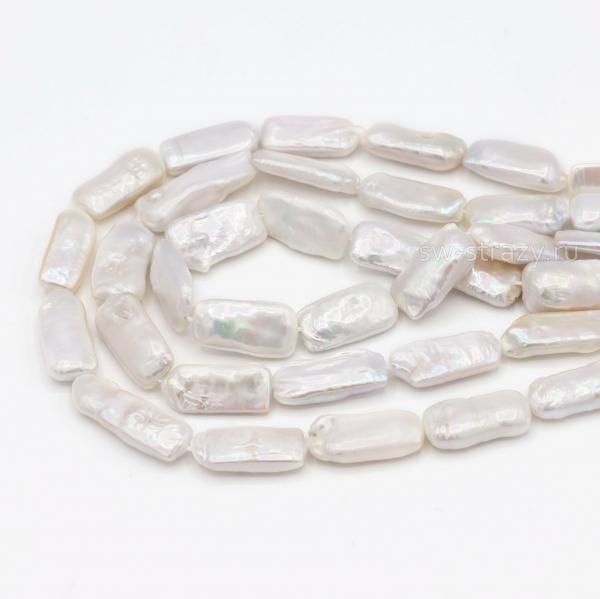 Жемчуг натуральный барочный Прямоугольник бело-серый