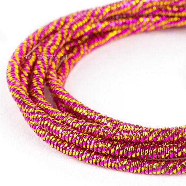Канитель гладкая упругая Малиновая\золото 1,5мм (5гр)*