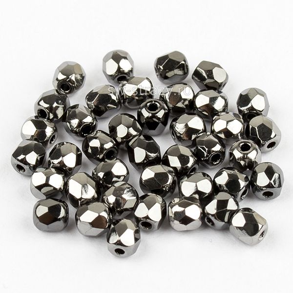 Бусины граненые Firepolished 3 мм Jet Chrome Full (23980-280) 68