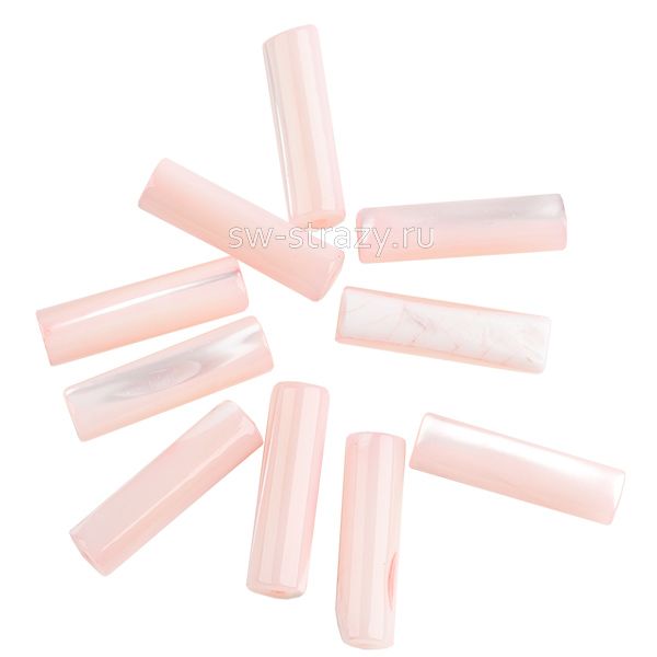 Бусина-трубочка из перламутра 4х14 мм розовая*