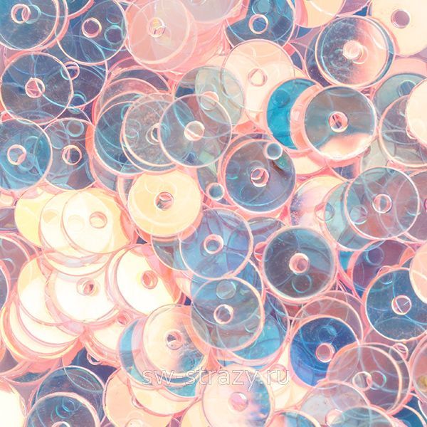 Пайетки плоские 5 мм прозрачные розовые с АВ (3гр)