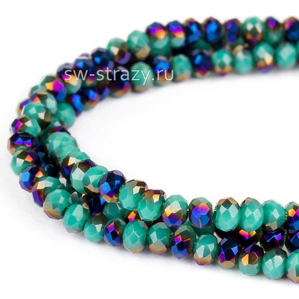 Бусины граненые Rondelle 2 мм бирюзово-синий (№124), 1 нить